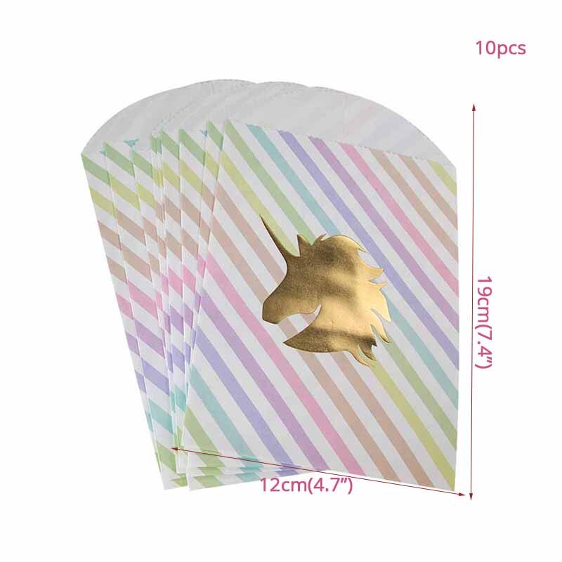 Cyuan 10 Pcs Kraft Papieren Zakken Popcorn Zak Snoep Box Mermaid Eenhoorn Flamingo Gedrukt Papieren Zakken Kerst Bruiloft Decoratie: Unicorn