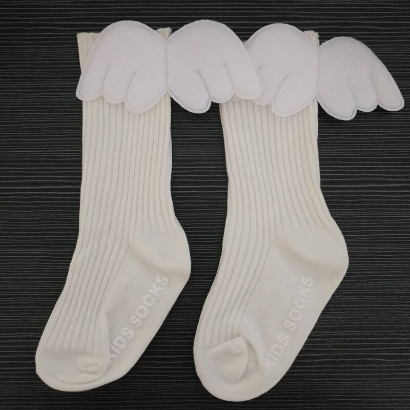Newborn Baby Girls Socks Angel Lovely Wing Toddler Infant Kid Cotton Knee Winter Warm Cute Casual Socks 0-4T: White / L