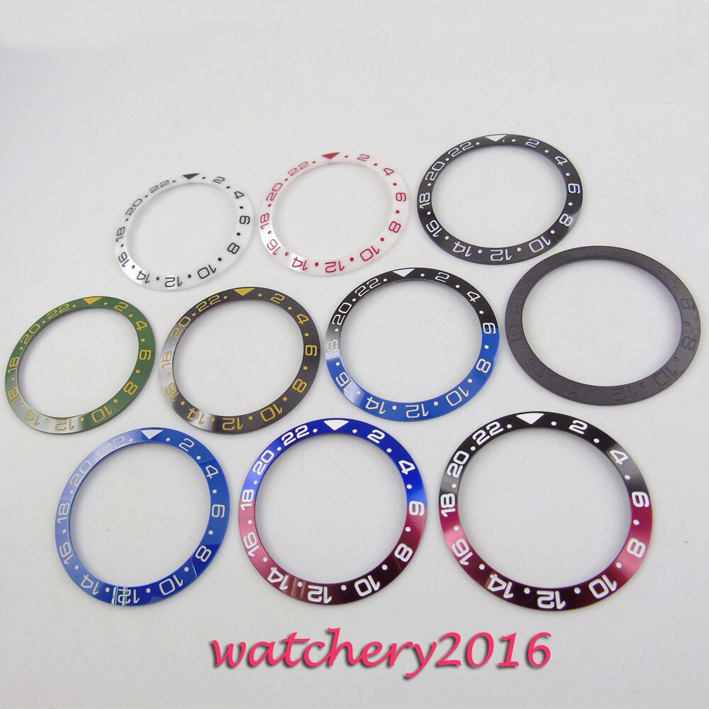 38mm Red Black Blue Green Ceramic / Titanium Bezel Insert Fit GMT Automatic Watch