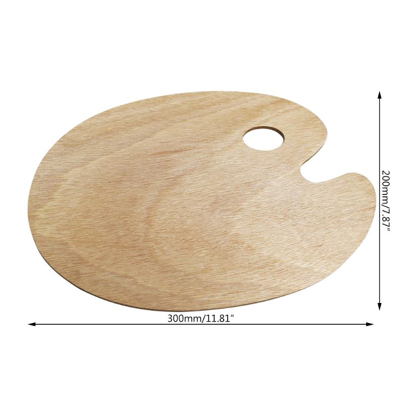 Paleta de madera con orificio para el pulgar para adultos, bandeja Ovalada para pintura acrílica, pintura al óleo, novedad: A