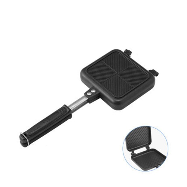 Double-Sided Sandwich Pan Non-stick Foldable Grill Frying Pan for Bread Toast Breakfast Machine Waffle Pancake: 01