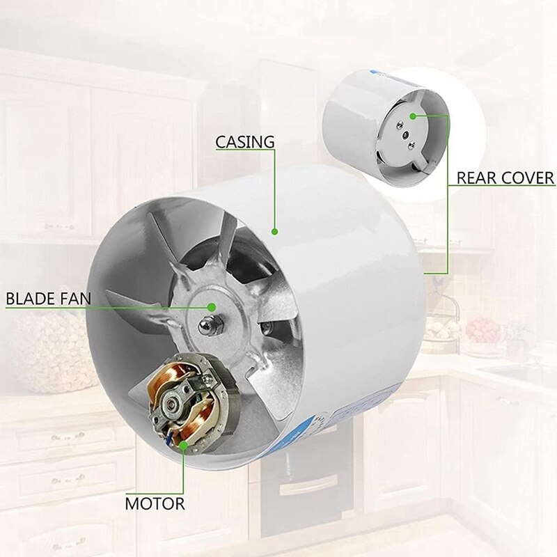 4 Inch Inline Duct Fan Air Ventilator Metal Pipe Ventilation Exhaust Fan Mini Extractor Wall Fan With Aluminum Ducting