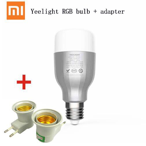 Xiaomi bombilla colorida Yeelight E27 aplicación inteligente WIFI Control remoto luz LED inteligente RGB/colorido temperatura lámpara romántica: Color with adapter