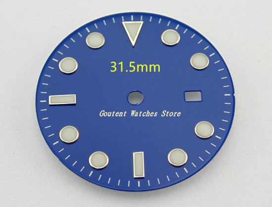 28.5/31.5mm sort / blå / grøn / hvid urskive steril pasform mingzhu 2813/3804 bevægelse tilbehør til mænds ur: P348-31.5mm