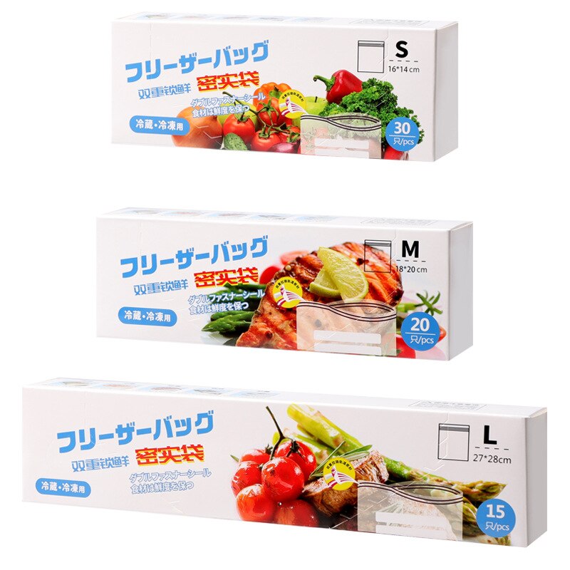 15-30PCS Silicone Food Storage Bag Reusable Fresh-keeping Bag Fruit And Vegetable Sealed Freezer Bag Leakproof Food Ziplock Bag