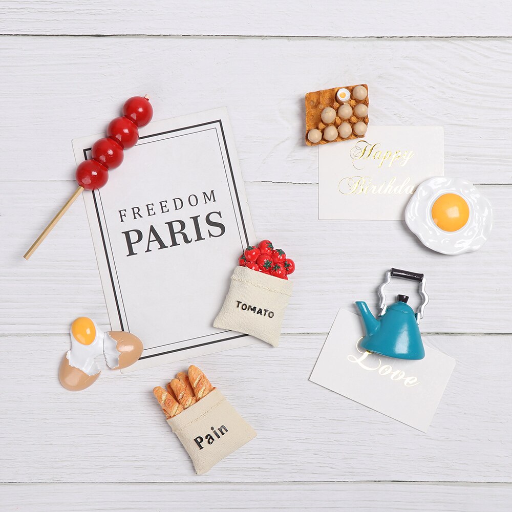 3D Resin Fridge Magnet Cartoon Food Shape Refrigerator Ornament Kitchen Tools White Board Accessories Home Decoration