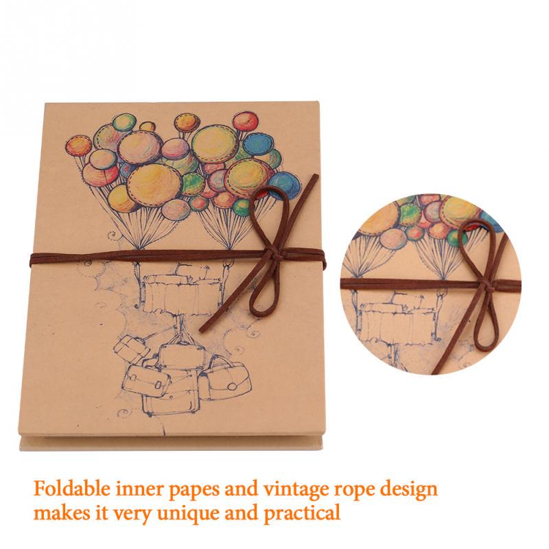 DIY Scrapbook Cover Folding Photo Album Crafts Ballon Cover Accordion Foldable Handmade Crafts Retro Style