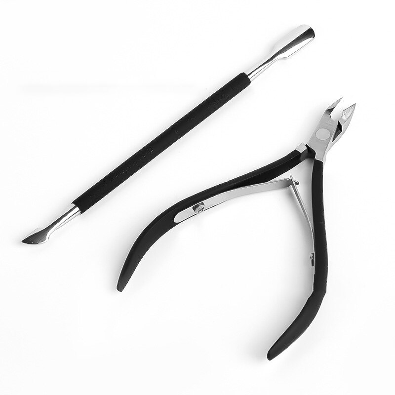 2Pcs Cuticle Trimmer Met Cuticle Pusher Cuticle Remover Cuticle Nipper Rvs Cuticle Cutter Manicure Tool Set TSLM1