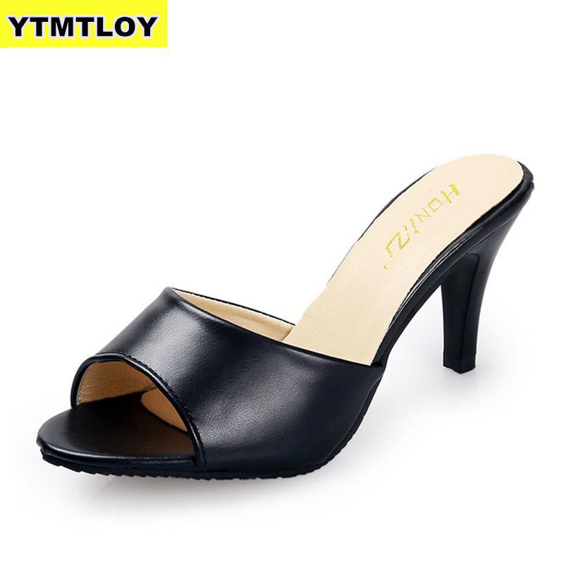 Sommerhæl høje hæle sandaler dame pumps klassikere slip-on sko sexede kvinder festsko guld sølv bryllup slingbacks: Sort / 40
