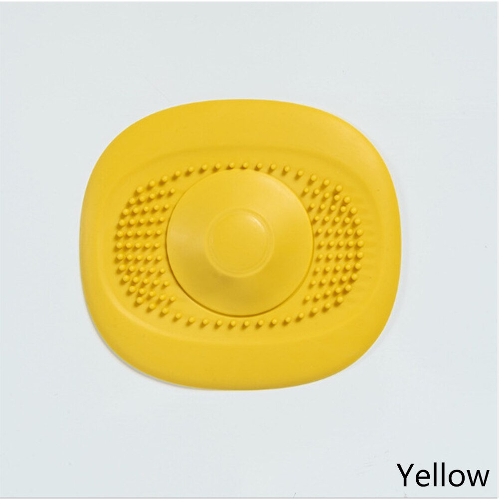 Siliconen Douche Afvoer Gootsteen Filter Haar Catcher Stopper Badkamer Afvoerputje Cover Universele Anti-Verstopping Gootsteenzeefje: YELLOW