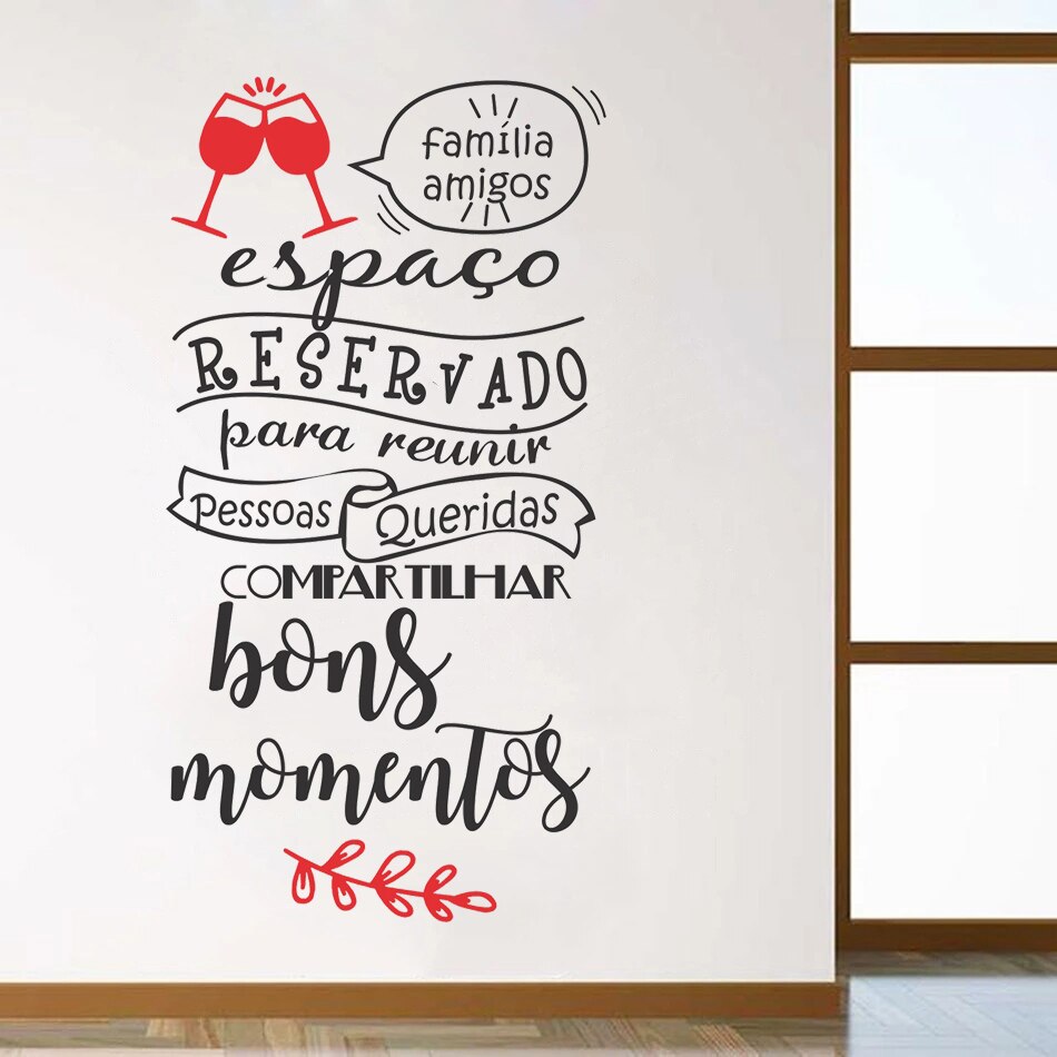 Família Amigos Espaço Reservado Portuguese Quotes Vinyl Wall Decals Waterproof Wallpaper For Bedroom Decor Stickers Mural RU2256