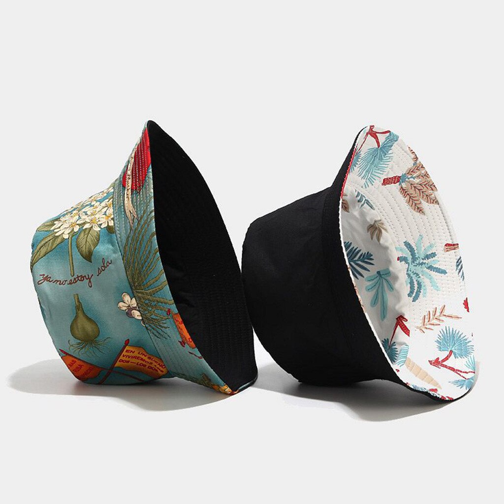 Unisex Foldable Bucket Hat Beach Sun Hat Fisherman Hat Unisex Men Women Floral Sun Hat Outing Two-sided Bucket Caps #z