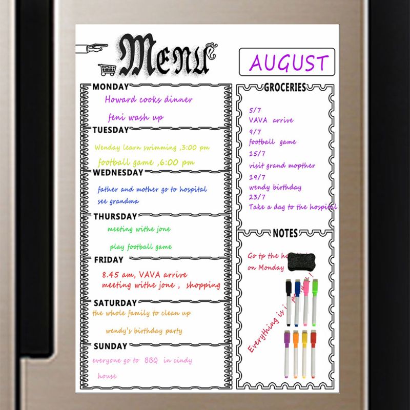 Magnes na lodówkę tablica, raz w tygodniu menu, plan posiłków, osobisty trener, zakupy spożywcze, zarządu, robić lodówka robić kuchni z 8 kolor znacznik