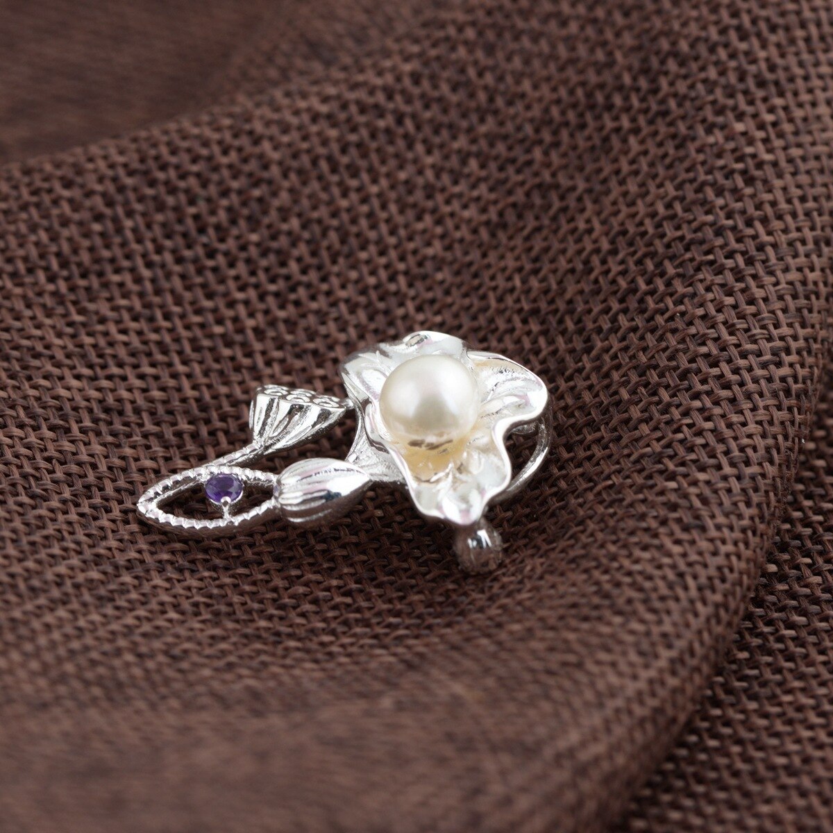 Echte Zoetwater Parel Broche Echt 925 Sterling Zilveren Sieraden Voor Vrouwen Lotus Seedpod