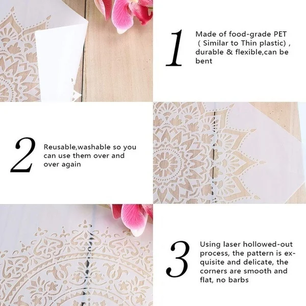 20*20 cm árabe Islam DIY molde de mandala para pintar plantillas álbum de fotos estampado tarjeta de papel en relieve sobre madera, tela, pared
