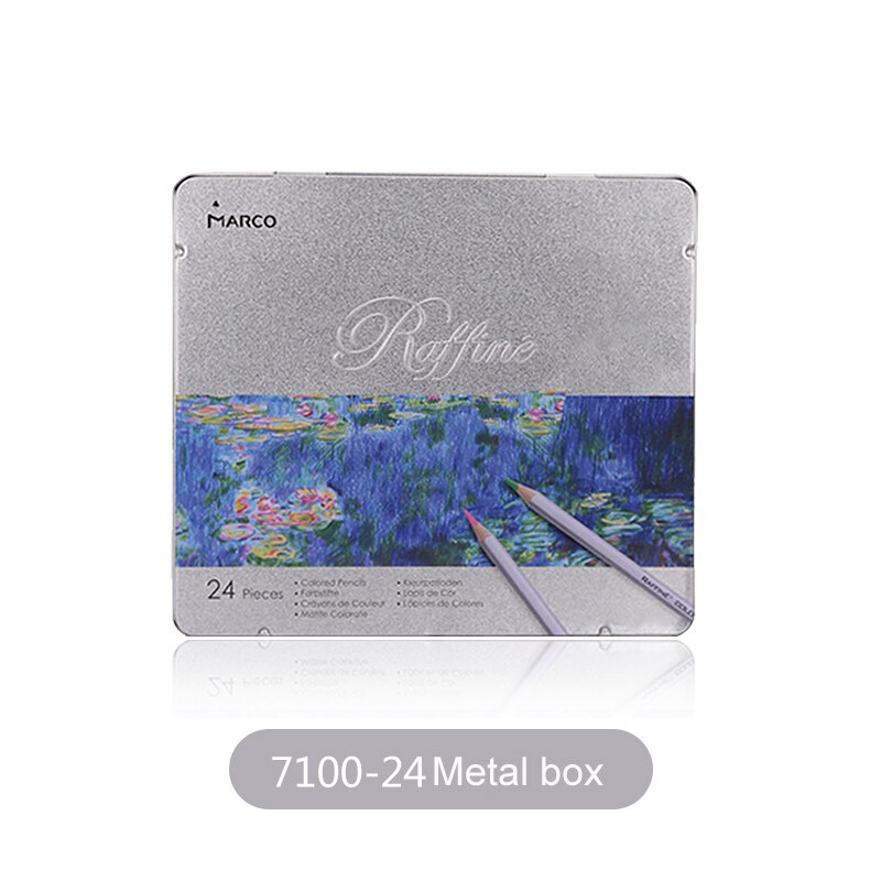 Marco 24/36/48/72Colors Raffine Soft Non-toxic Color Pencil lapis de cor Oil Colored Pencils for School Supplies: 24 colors metal box