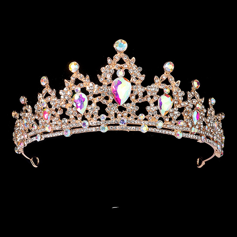 Mode Zwart Kristal Haar Kroon Voor Vrouwen Prom Gouden Kleur Tiara 'S En Kronen Haaraccessoires Bruids Haar Sieraden: green