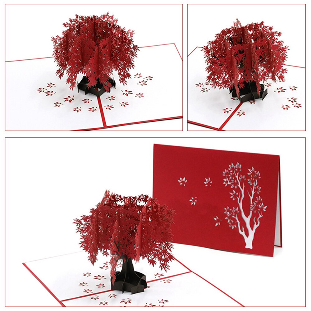3D Pop-Up Cards Maple Leaf House Birthday Card Anniversary For Girl Kids Wife Postcard Wedding Invitations Greeting Cards