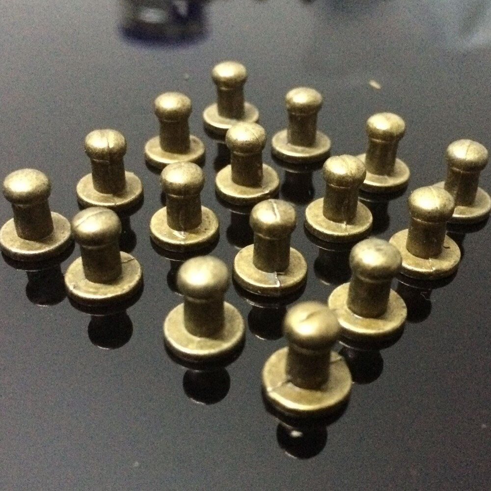 100Pcs 8X5X8MM Brons Ronde Bodem Schroef Spikes Metalen Studs Klinknagels Screwback Spots Cone lederen Craft Spikes Fit DIY Maken