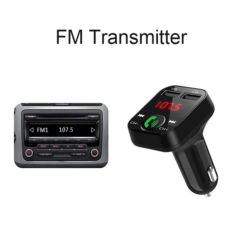 Handsfree Wireless Bluetooth Car Kit FM Transmitter TF Card LCD MP3 Player Dual USB 2.1A Car Charger Phone Charger Z2