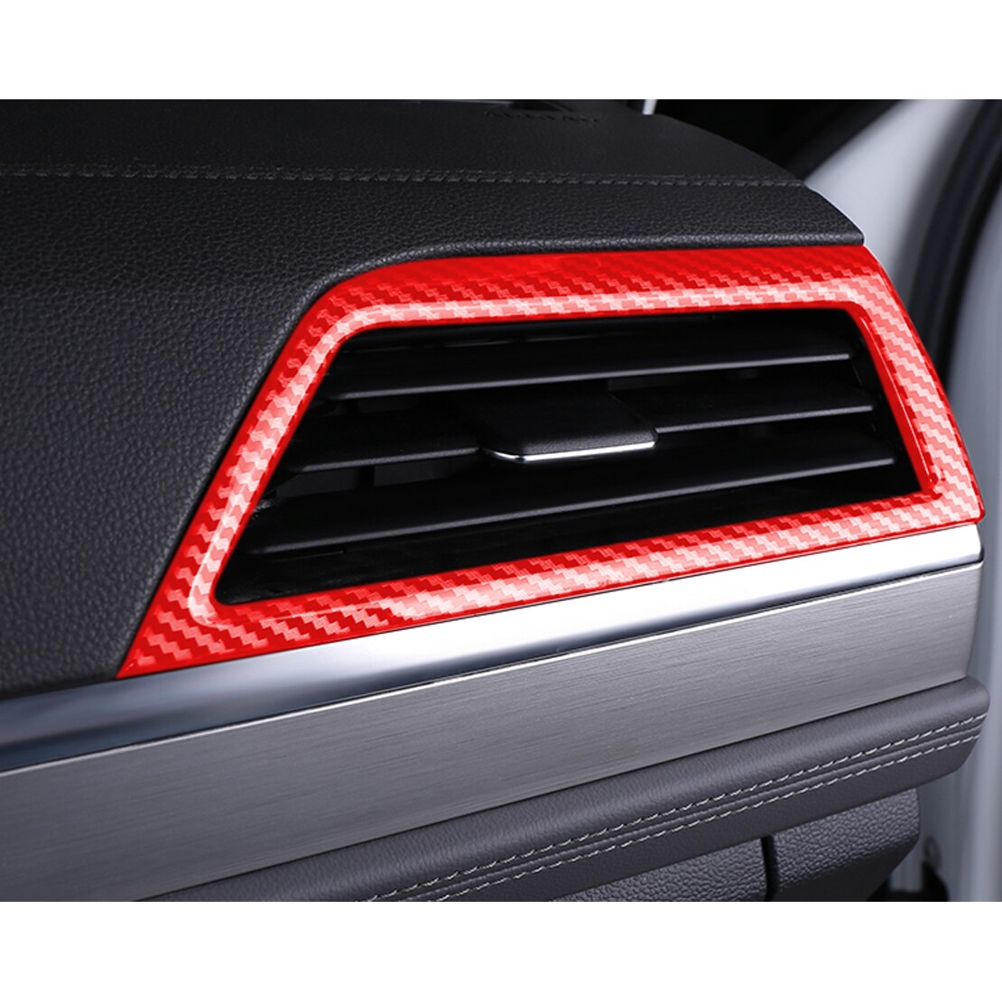 beler 2pcs/set Carbon Fiber Red ABS Console Air Outlet Cover Trim Fit For VW Jetta MK7 LHD
