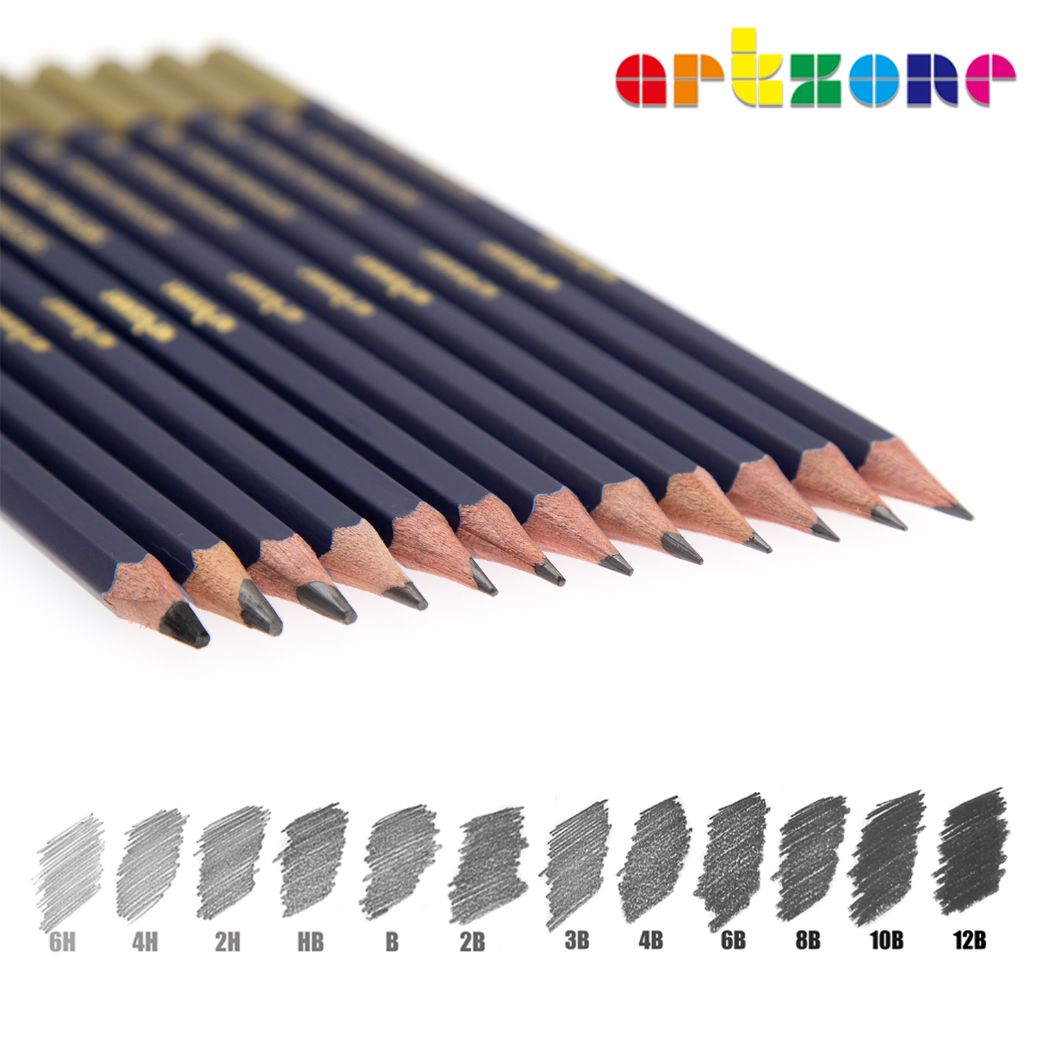 Artzone 12 ks/sada ceruziek na kreslenie 6h-12b skicovacie grafitové umelecké ceruzky set potreby pre umelcov