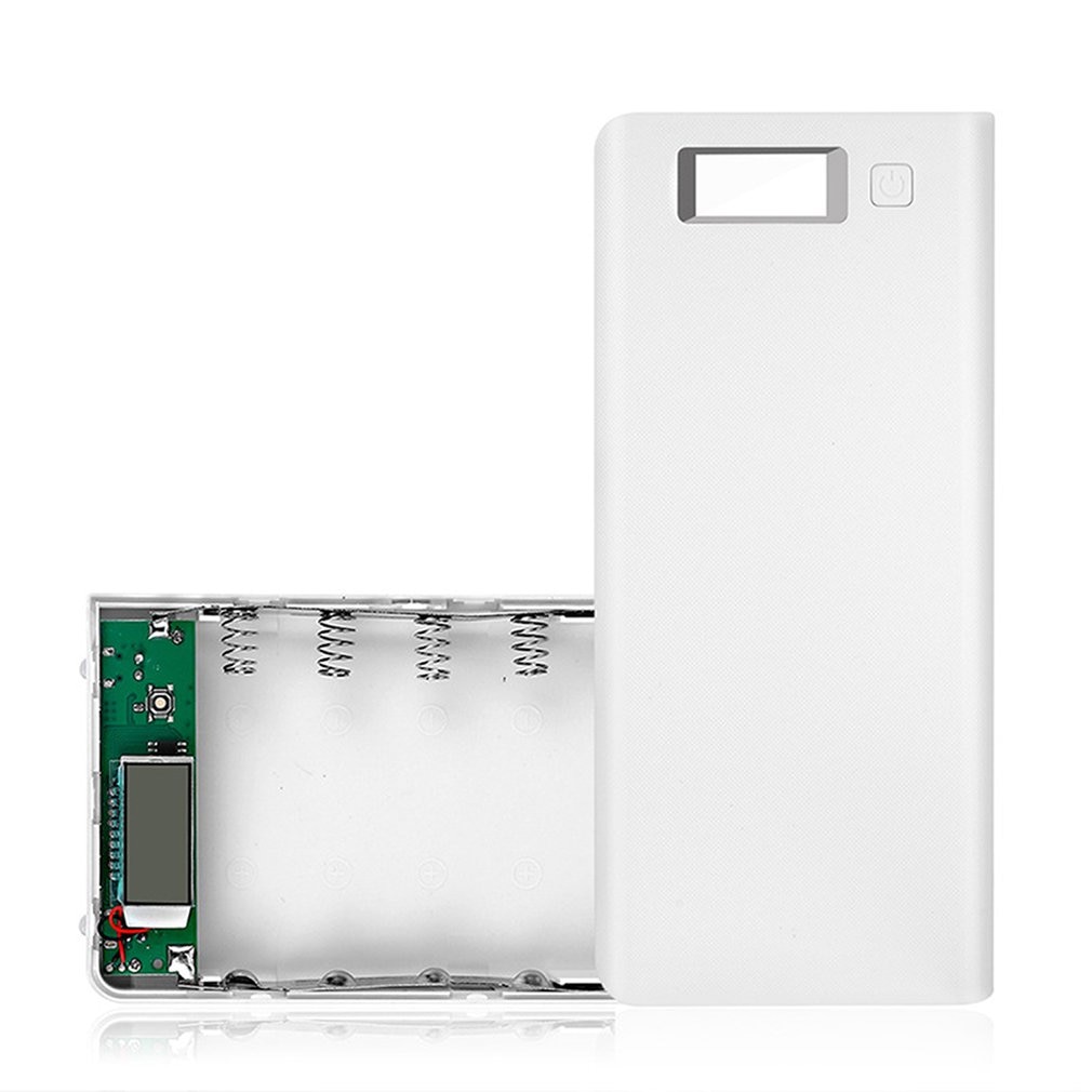 8*18650 battery Portable Power Bank Case Kit Digital Display Welding-Free 8*18650 Mobile Power Box Kit Portable Battery Shell: White