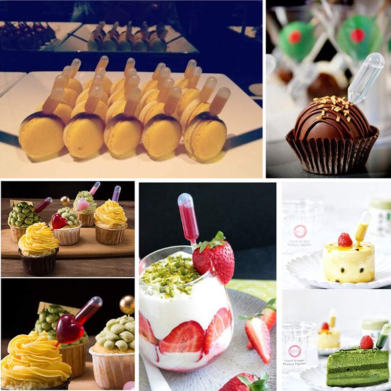 50pcs 4ml Sauce Droppers For Cupcakes Ice Cream Sauce Ketchup Pastries Macaron Stuffed Dispenser Mini Squeeze Transfer Pipettes