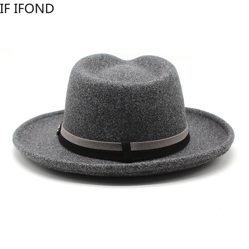 Classic Soft Wool Felt Fedora For Men Women Autumn Winter Retro Trilby Jazz Hat Curved Brim Dress Hat
