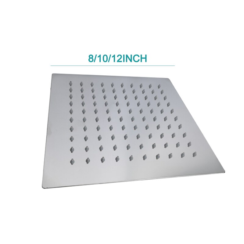 Overhead Shower Arm Head Shower Chrome Plated Big Square Round SUS304 Stainless Steel Modern Indoor Outdoor