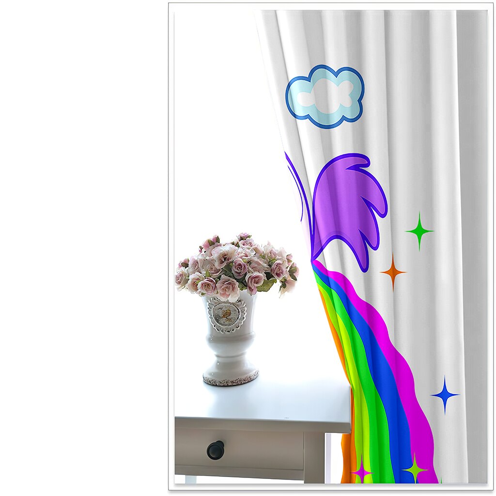 Thuis Eenhoorn Cartoon Afdrukken Gordijn Woonkamer Slaapkamer Gordijn Home Decoratie Gordijn Volwassen Kinderen Gordijn