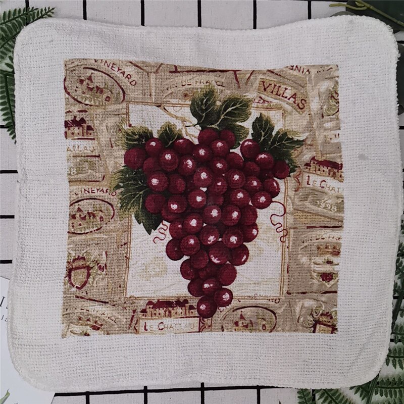 1Pc Small 20x20cm Cotton Terry Printed European American Pastoral Flowers Absorbent Kitchen Square Towel: Style 9