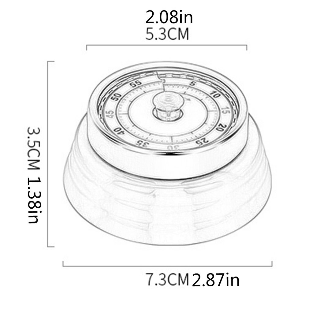 Kitchen Timer Countdown Magnetic Long Ring Bell Alarm Mechanical 60-Minute Timer for Study Cooking Baking Sports