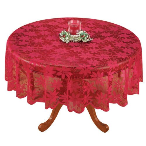 Mantel de encaje rojo y blanco de 5 estilos mantel redondo rectangular para boda, mesa de navideña, cubierta de mantel de mesa para banquetes, en casa, decoración: A