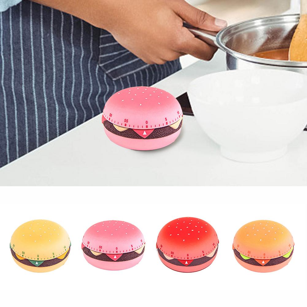 Cartoon Burger Shaped Kitchen Timer Home Kitchen Alarm Clock Countdown 60 Minutes Mechanical Timer For Cooking Baking Frying