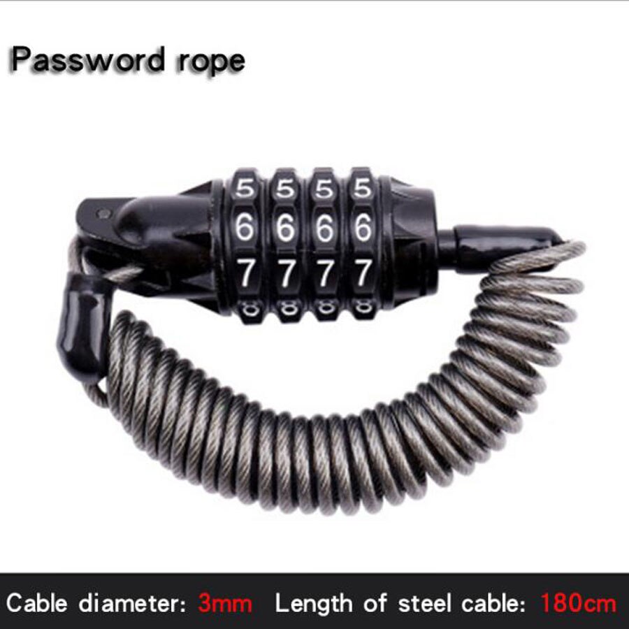 Durable Mini Portable Anti-theft Bicycle Dock Lock Code 4 Digits Password Combination Disc Lock Cable Security Lock: White