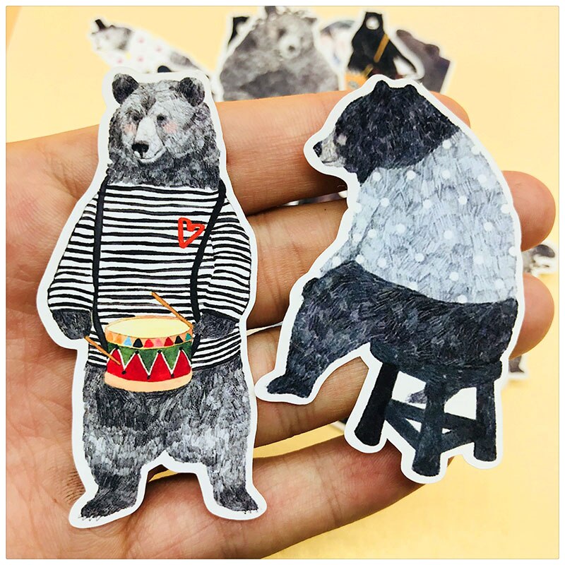 Cartoon Bear Animal Stickers DIY Scrapbook Album Diary Card Making Happy Plan Decoration Stickers