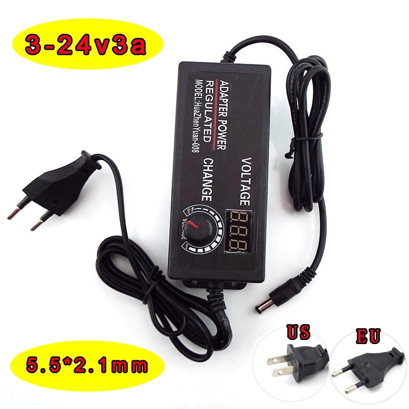 AC to DC 3V-24V 3A Adjustable Power Supply Adapter Universal Adatpor Display Screen Power Volt Switching Charger