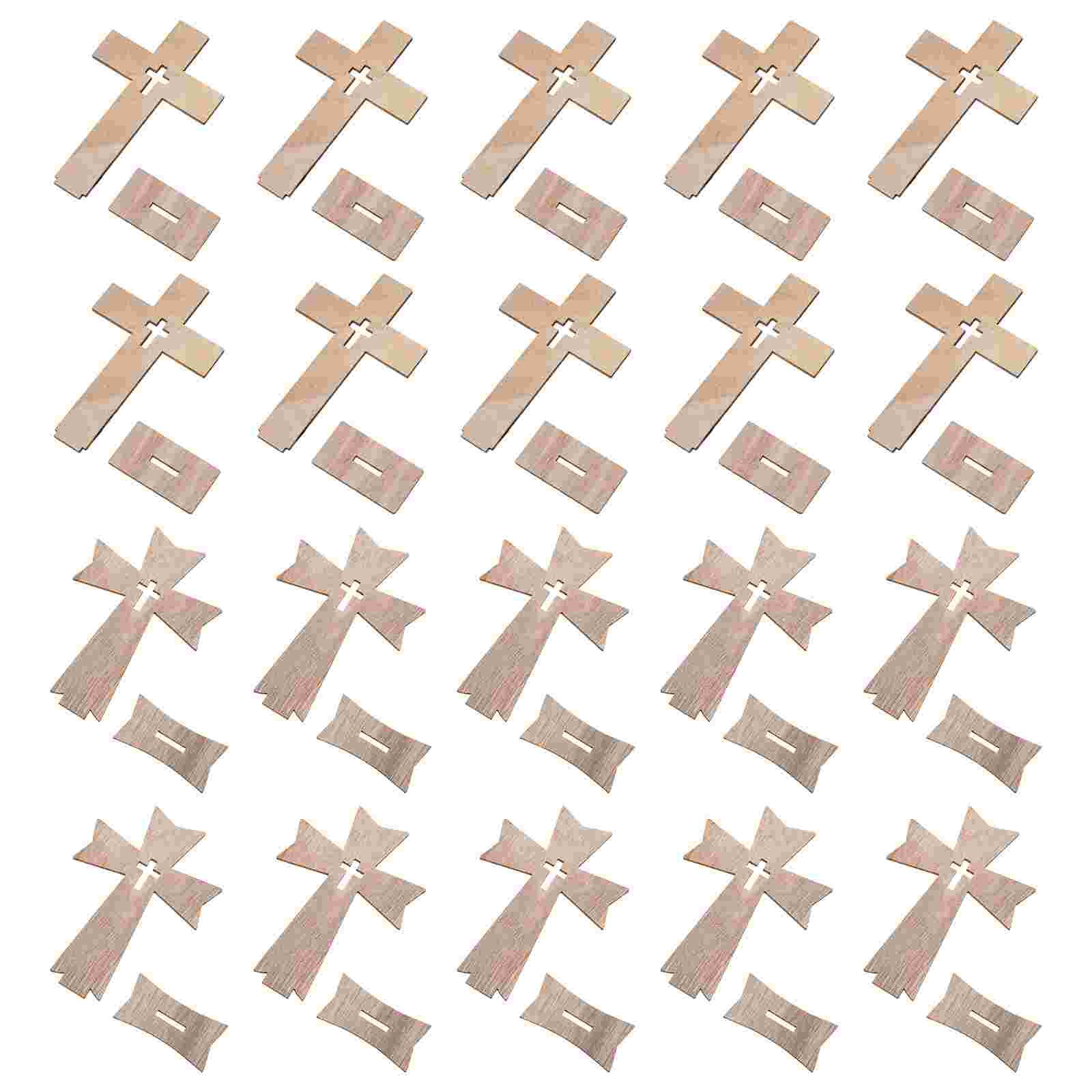 20Sets Cross Wooden Ornament Decorative Art Craft Wood Standing Cross Desk Adorn