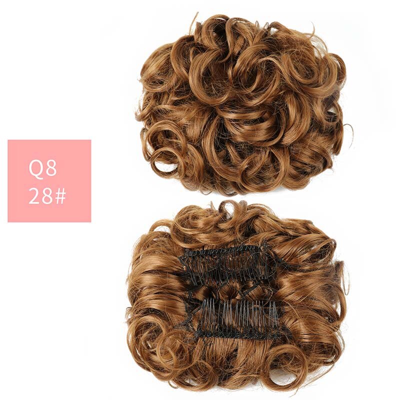 Large Comb Clip In Curly Synthetic Hair Pieces Chignon Updo Cover Extension Hair Bun Retro Style Women's Wedding Hairpiece: 28