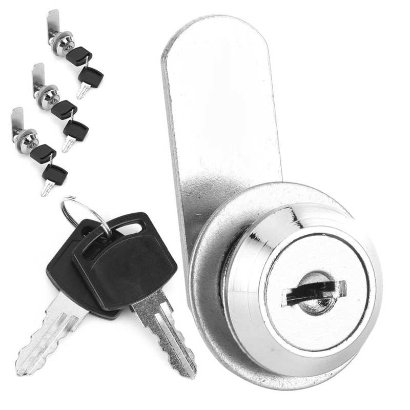 4Pcs Cam Lock Toolbox Drawer Cabinet Locker Replacement Tubular with Keys for Trailer RV 15mm Dia Iron Trailer Drawer Lock