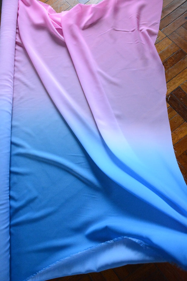 100D Blue Pink Chiffon Fabric Gradient Chiffon Fabric for Dress Scarf Decoratavie Chiffon Fabric