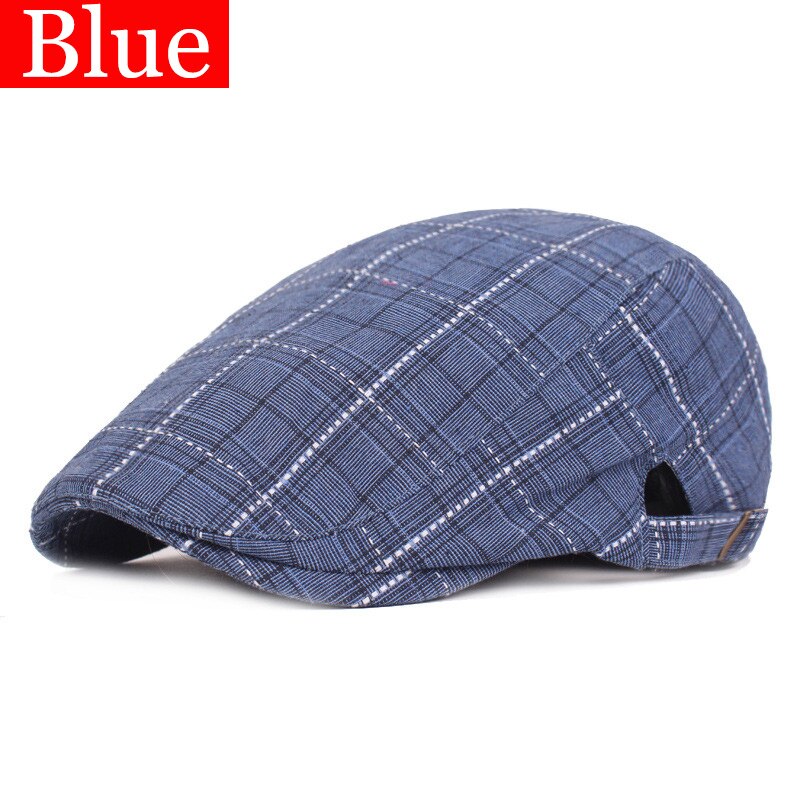 RoxCober Plaid vintage Berets cap for women men Cotton Flat Cap chapeau Newsboy Caps Ivy Cap Gatsby Hat peaky blinder hats 155: Blue