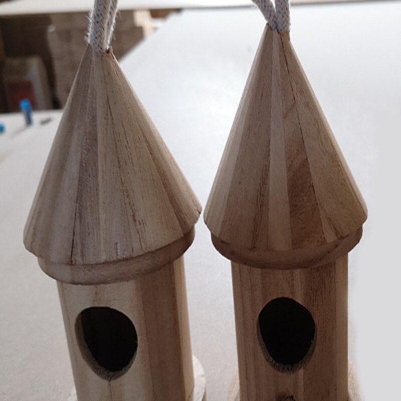 1pc Wood Birds Nest Box DIY Breeding Parrot Cockatiels Swallows Nest Outdoors Roof Wooden Bird House Hanging Decoration