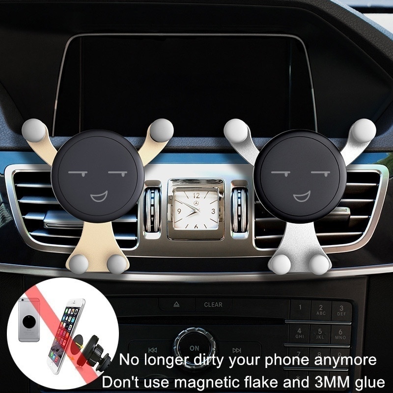 Gravity Car Phone Holder Air Vent Mount Cell Smartphone Holder For Phone In Car Smile Face Bear Mobile Phone Holder Stand GPS