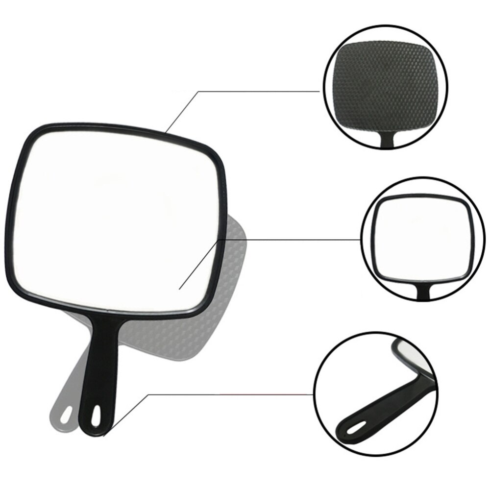 Handheld Mirror Handheld Salon Barbers Hairdressers Mirror With Handle Practical Hand Mirror For Home Salon(Black)