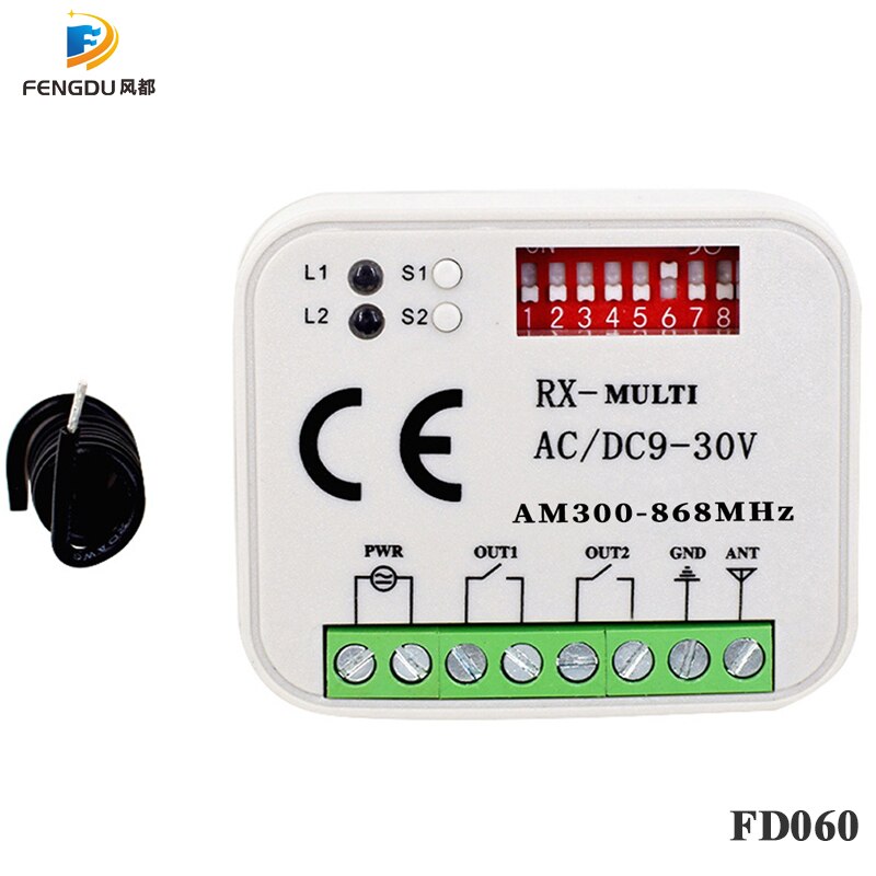 Universal gate control receiver AC/DC9-30V 300-900MHz multi-frequency garage remote receiver