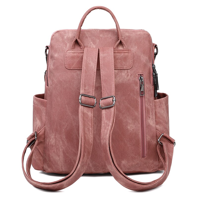 VICUNA POLO-Conjunto de mochila de cuero de para mujer, mochilas universitarias y para viajar, de gran capacidad, para el día