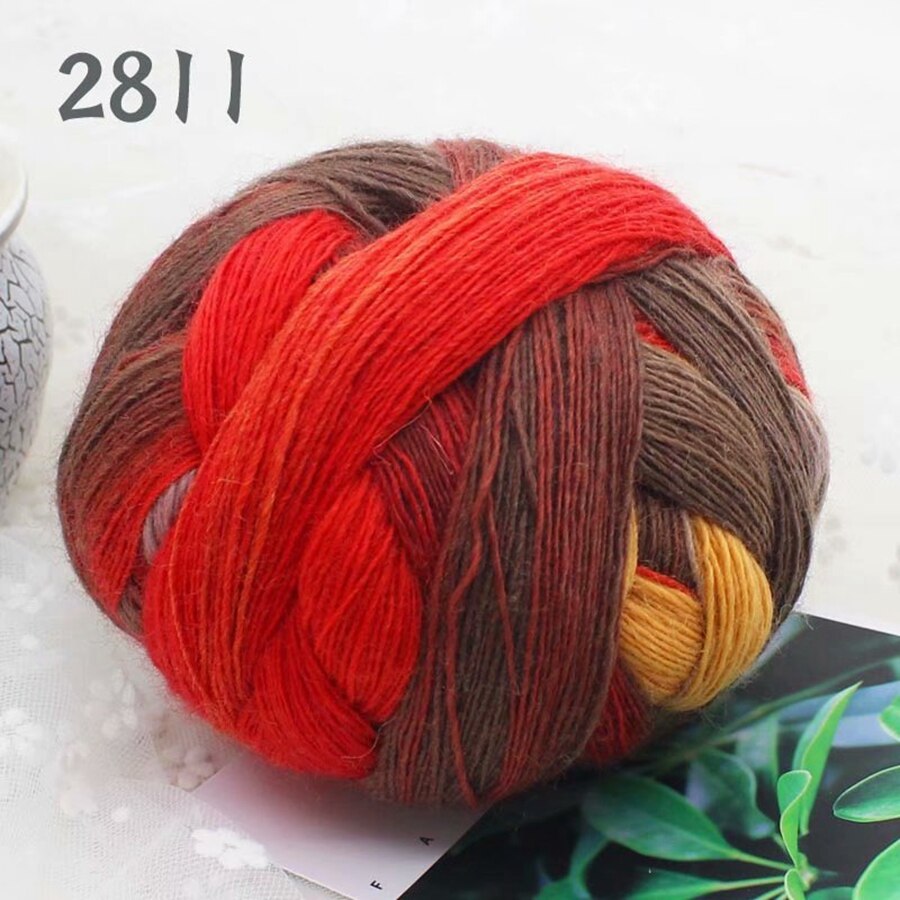 Long Dyed Magic Yarn Ball 800 meters Wool Rainbow Thread for Hand Knitting Shawl Scarf Gradient Crochet Yarn: 2811