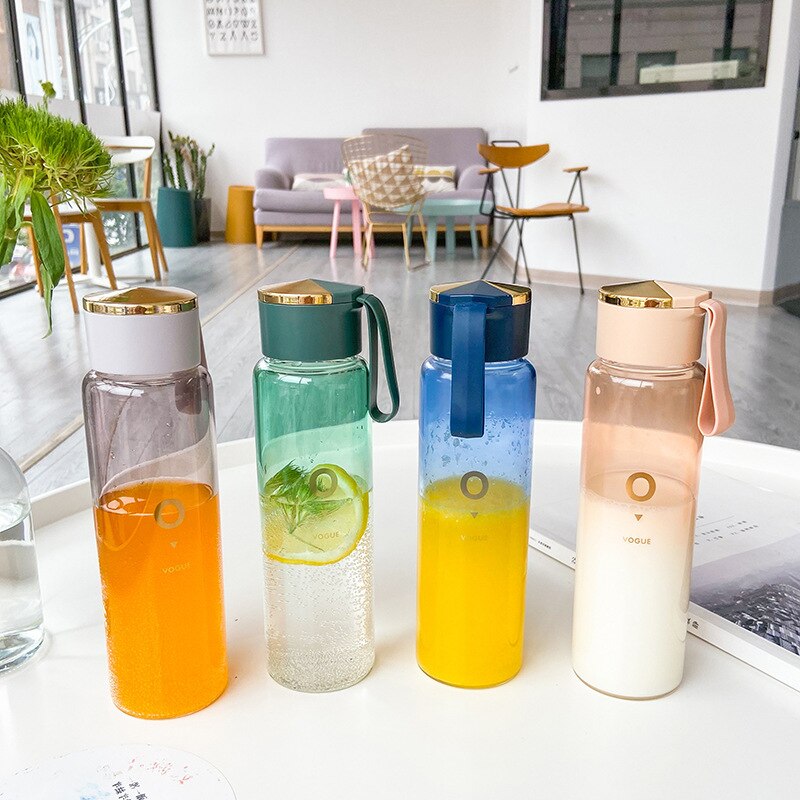 Gym vattenflaska återanvändbar flaska bärbart glas läckagesäkra vattenflaskor juice koppar glasflaskor med lock dricksglas